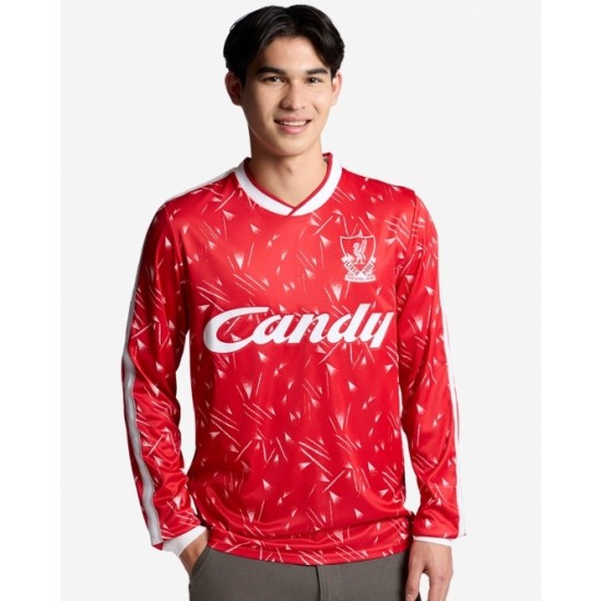 Camiseta retro local Candy manga larga Liverpool 1989/91 de hombre Camiseta retro local Candy manga larga Liverpool 1989/91 de hombre