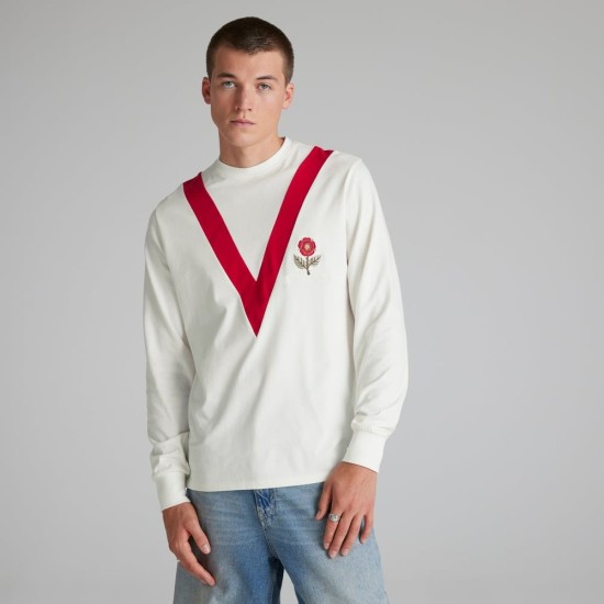 Camiseta Retro Inspirada Manga Larga Mujer Manchester United 1909 Camiseta Retro Inspirada Manga Larga Mujer Manchester United 1909