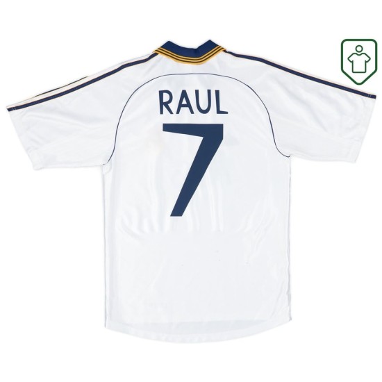 Hombre Camiseta retro local Real Madrid 2001 Raúl #7 Hombre Camiseta retro local Real Madrid 2001 Raúl #7