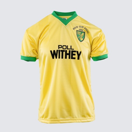 Camiseta retro final Milk Cup de local del Norwich City para mujer 1985